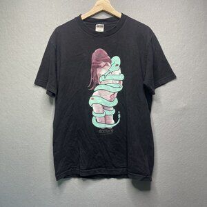 Acrylick Medium Black T-Shirt With Artistic Snake & Figure Design